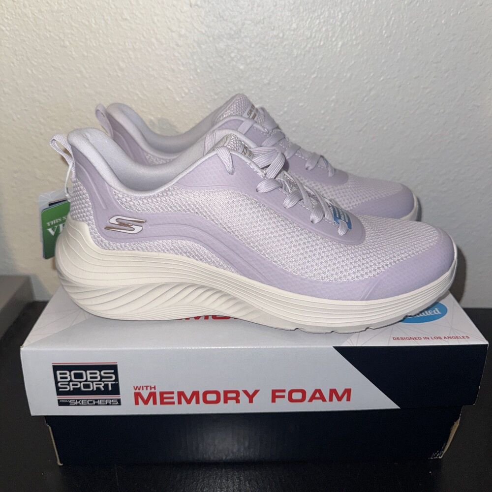 Skechers BOBS Sport Squad Waves Still Wading Women’s 9 Lilac Memory Foam